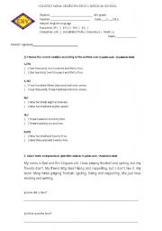 English worksheet: Test for 6th grade