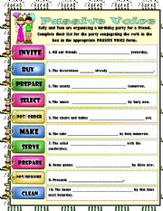English Worksheet: ORGANIZING A PARTY! - Passive Voice Tenses