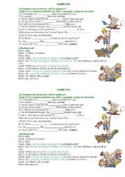English Worksheet: will vs. going to test