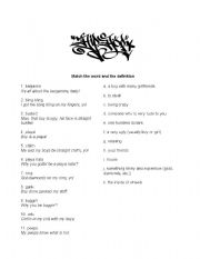 English Worksheet: Hip Hop Matching