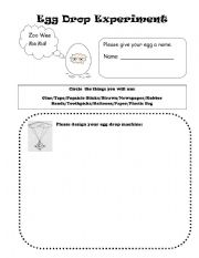 English worksheet: Egg Drop Experiment