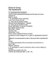 English worksheet: The Apostrophe