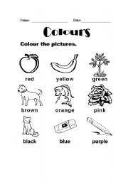 English Worksheet: Colours Worksheet