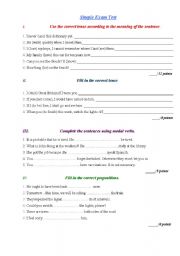 English Worksheet: Simple Exam Test