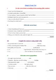 English worksheet: Simple Exam Test