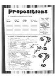 English Worksheet: Prepositions 