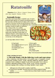 English Worksheet: Ratatouille Movie Worksheet