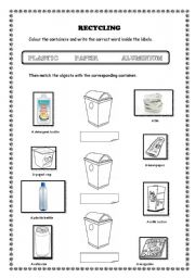 English Worksheet: Recycling