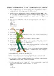 English worksheet: peter pan & finding neverland: book & film