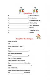English worksheet: Asking and answering about personal information