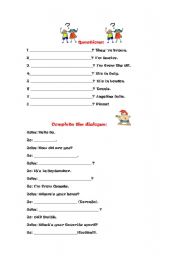 English Worksheet: Asking and answering about personal information