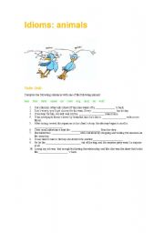 English worksheet: idioms: animals