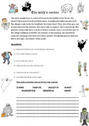 English Worksheet: the witchs routine
