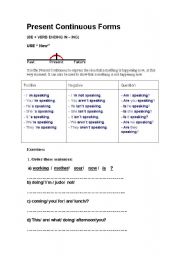 English Worksheet: PRESENT CONINUOUS