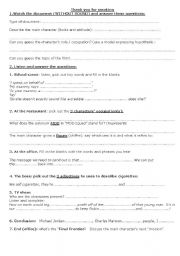 English Worksheet: Thank You for Smoking Trailer worksheet