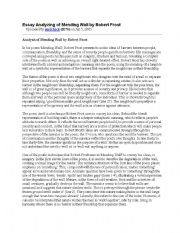 English Worksheet: Mending Wall