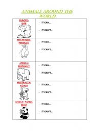 English worksheet: animals