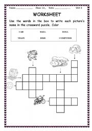 English Worksheet: CROSSWORD PUZZLE