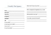 English worksheet: Friendly Flat Agency