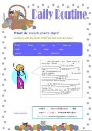 English Worksheet: Daily routine