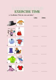 English worksheet: clothes and colours