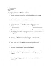 English worksheet: Colonial Economies