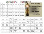 English Worksheet: ORDINAL NUMBERS