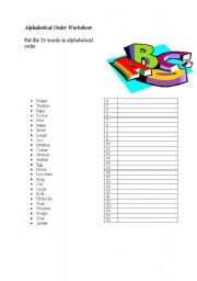 English Worksheet: Alphabetical order