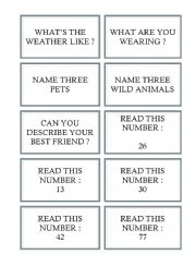 English Worksheet: Cards for board games (e.g. snakes and ladders) 3/5