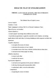 English Worksheet: DIDACTIC PLAN OF ENGLISH LESSON