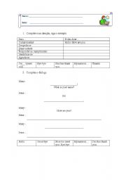 English worksheet: Greetings andintroductions