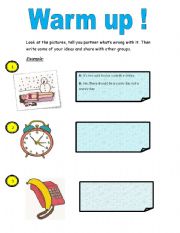 English Worksheet: warmp up, 