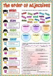 English Worksheet: The Order of Adjectives