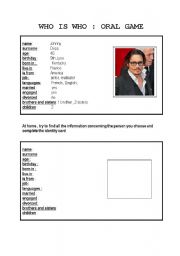 English Worksheet: Who is who ?