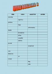 English Worksheet: WORD BUILDING 2