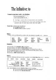 English Worksheet: The infinitive:to