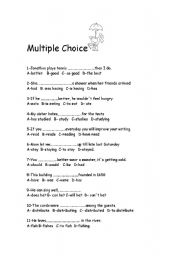 English Worksheet: multiple choice