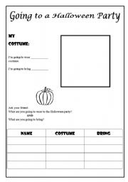 English worksheet: Halloween party with speaking