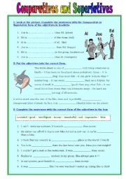 English Worksheet: COMPARATIVES AND SUPERLATIVES - KEY INCLUDED