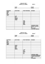 English Worksheet: irregular verbs test