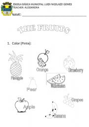 English worksheet: The Fruits