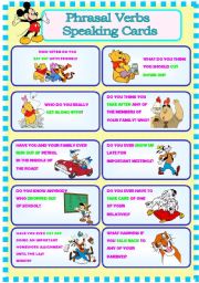 English Worksheet: PHRASAL VERBS SPEAKING CARDS - FULLY EDITABLE