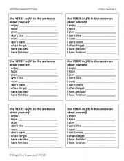 English Worksheet: gerunds infinitives