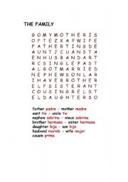English Worksheet: The Family Word Search