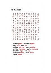 English worksheet: The Family Word Search