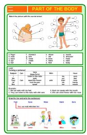 English Worksheet: Part of the body exercise