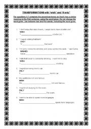 English Worksheet: Transformations with 