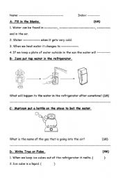 English Worksheet: states of water