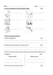 English worksheet: endangered animals