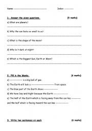 English Worksheet: planets